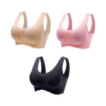 Sutiã Confortável Sem Costura Com Renda E Almofadas Para Mulheres, 3 Peças, Sutiãs De Amamentação Em