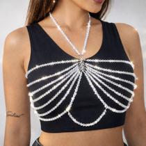 Sutiã cropeed de miçangas cristais transparentes Bodychain Tamanho:Mnumeração:80