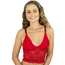 Sutiã Cropped Ana Sem Bojo Renda Luxuoso charmoso Vermelho