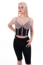 Sutiã Cropped Com Bojo e Renda Sutiã Cropped Com Bojo e Renda