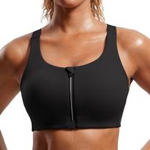 Sutiã CRZ YOGA com Zíper Frontal, Bojo Moldado e Sem Arco 38DD Preto
