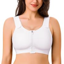 Sutiã CYDREAM com zíper frontal sem fio após cirurgia, branco médio