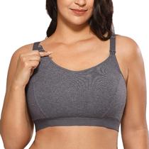 Sutiã de Amamentação Esportivo Gratlin Feminino Plus Size Algodão Carvão Tamanho G Sutiã de Amamentação Esportivo Gratlin Feminino Plus Size Algodão Carvão Tamanho G