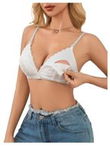 Sutiã de amamentação MakeMechic feminino de renda corporal transparente branco M