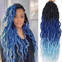 Sutiã de cabelo de crochê Faux Locs Boho Queen Locs Azul Oceano Sutiã de cabelo de crochê Faux Locs Boho Queen Locs Azul Oceano