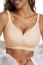 Sutiã de camiseta sem fio LXOXL para mulheres Push Up Nude, tamanho normal Sutiã de camiseta sem fio LXOXL para mulheres Push Up Nude, tamanho normal