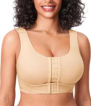 Sutiã de compressão BRABIC com fechamento frontal após cirurgia bege