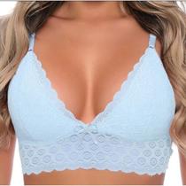 Sutiã de Renda Tipo Cropped Lingerie Top de Renda Sem Bojo Sem Aro