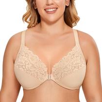 Sutiã DELIMIRA com Fecho Frontal, Renda e Costas Nadador Bege 44D Sutiã DELIMIRA com Fecho Frontal, Renda e Costas Nadador Bege 44D