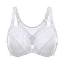 Sutiã DELMIRA com Fecho Frontal, Renda, Aro, Plus Size 38D Branco Sutiã DELMIRA com Fecho Frontal, Renda, Aro, Plus Size 38D Branco