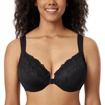 Sutiã DELMIRA Plus Size com Fecho Frontal em Renda Preto 40D