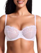 Sutiã Deyllo Sheer Lace Push Up 3/4 de xícara Underwire sem acolchoado Sutiã Deyllo Sheer Lace Push Up 3/4 de xícara Underwire sem acolchoado