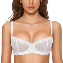 Sutiã DOBREVA 34D Renda Balconette com Aro Plus Size Branco