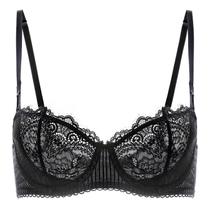 Sutiã DOBREVA 34DD Preto em Renda Transparente Push-Up Sem Bojo