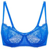 Sutiã DOBREVA 36C Transparente em Renda Push Up Balconette Azul