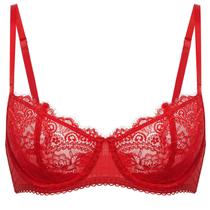 Sutiã DOBREVA Push Up Balconette em Renda Transparente 40C Vermelho Sutiã DOBREVA Push Up Balconette em Renda Transparente 40C Vermelho