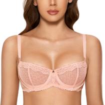 Sutiã DOBREVA Sexy de Renda Balconette Plus Size 32C Peachy Keen