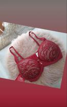 Sutiã em Renda Vermelha com detalhe Nude Sutiã em Renda Vermelha com detalhe Nude