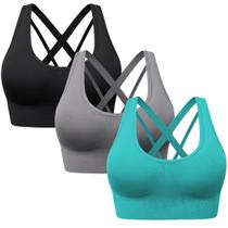 Sutiã esportivo BLUELILY, suporte médio, com tiras cruzadas, feminino