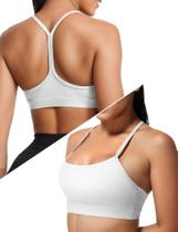 Sutiã esportivo Buauty White Strappy Racerback acolchoado para mulheres