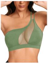 Sutiã esportivo COZYEASE One Shoulder Yoga Light Support verde
