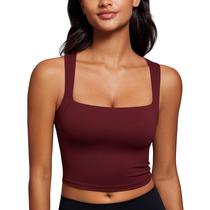 Sutiã esportivo CRZ YOGA Butterluxe com palangre com gola quadrada vermelho Merlot