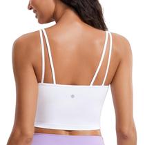Sutiã esportivo CRZ YOGA Butterluxe-Light feminino com decote em V branco