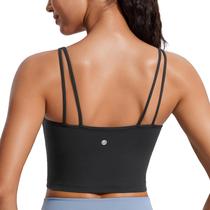 Sutiã esportivo CRZ YOGA Butterluxe-Light feminino com decote em V preto