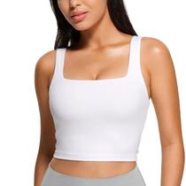 Sutiã esportivo CRZ YOGA Butterluxe Longline com decote quadrado branco Sutiã esportivo CRZ YOGA Butterluxe Longline com decote quadrado branco