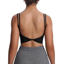Sutiã esportivo feminino Aoxjox Fitness Yoga Crop Tank Twist Back