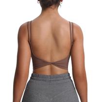 Sutiã esportivo feminino Aoxjox Fitness Yoga Crop Tank Twist Back