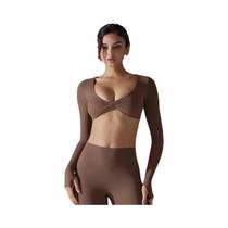 Sutiã Esportivo Feminino De Alta Intensidade Para Yoga, Manga Longa, Slim, Sexy, Secagem Rápida,