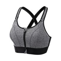 Sutiã Esportivo Feminino plus Size Com Zíper Frontal Ajustável, Bojo Alto Impacto, Sem Aro E Costas Sutiã Esportivo Feminino plus Size Com Zíper Frontal Ajustável, Bojo Alto Impacto, Sem Aro E Costas