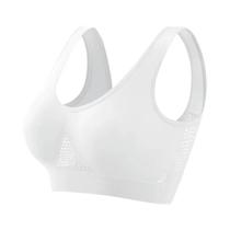 Sutiã Esportivo Feminino plus Size Em Malha Respirável Sem Costura E Sem Arame, Top Cropped Canelado