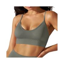 Sutiã Esportivo Feminino Sexy Sem Costura Para Yoga, Academia E Treino, Top Antichoque Com Bojo
