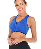 Sutiã esportivo FLORATA com zíper frontal, sem costura, azul, feminino