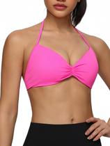 Sutiã esportivo Queerier Halter acolchoado com tiras abertas nas costas para mulher