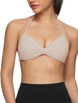 Sutiã esportivo Queerier Halter acolchoado com tiras para ioga e academia para mulheres Sutiã esportivo Queerier Halter acolchoado com tiras para ioga e academia para mulheres