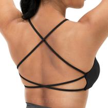 Sutiã esportivo YEOREO Pearl Strappy Criss Cross Back acolchoado preto