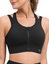 Sutiã esportivo Yvette com fecho frontal de alto suporte preto 3XL+