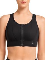 Sutiã esportivo Yvette com fecho frontal de alto suporte preto tamanho M+