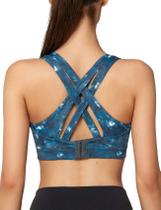Sutiã esportivo Yvette High Impact Criss Cross Back azul tamanho L