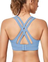 Sutiã esportivo Yvette High Impact Criss Cross Back azul tamanho S
