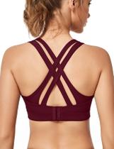 Sutiã esportivo Yvette High Impact Criss Cross Back Burgundy S