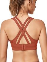 Sutiã esportivo Yvette High Impact Criss Cross Back Laranja Vermelho