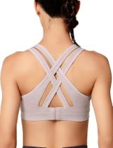 Sutiã esportivo Yvette High Impact Criss Cross Back rosa pastel M
