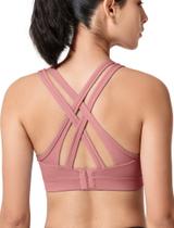 Sutiã esportivo Yvette High Impact Criss Cross Back rosa vermelho 2GG