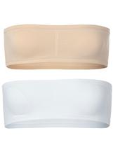 Sutiã Faixa Sem Costura Popular para Meninas 2 Unidades Branco e Nude G Sutiã Faixa Sem Costura Popular para Meninas 2 Unidades Branco e Nude G
