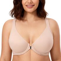 Sutiã feminino CALVENA Racerback com fecho frontal bege 44D