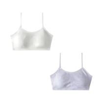 Sutiã Feminino Confortável E Respirável De Cor Sólida, 2 Peças, Com Bojo Fixo Macio, Roupa Íntima